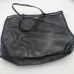 Victoria Secret Beach Bag Rubber Netted Handles Black‎ Shoulder Straps